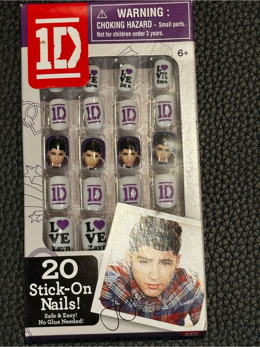 One Direction Themed Purple Stick-On  Nails - 20 Pack -1D I love Zayn